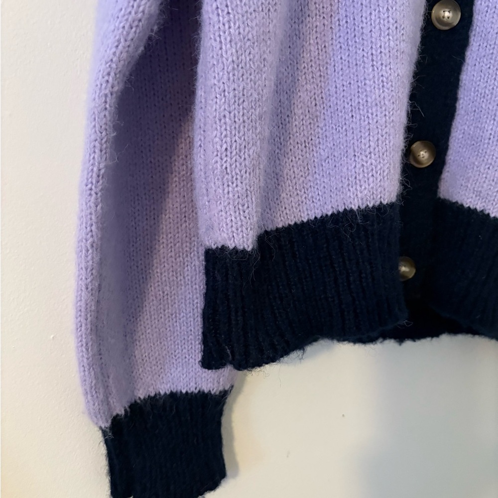 On 34th Purple and navy knit Cardigan Sweater small - Picture 4 of 9